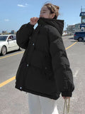 Parkas com capuz feminino com bolsos grossos
