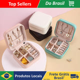 Caixa de Joias Porta Joias Portátil Compacta Viagem