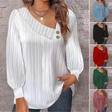 Camiseta Monocromática com Decote em V Feminina