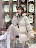 Parkas com capuz feminino com bolsos grossos