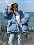 Parkas com capuz feminino com bolsos grossos